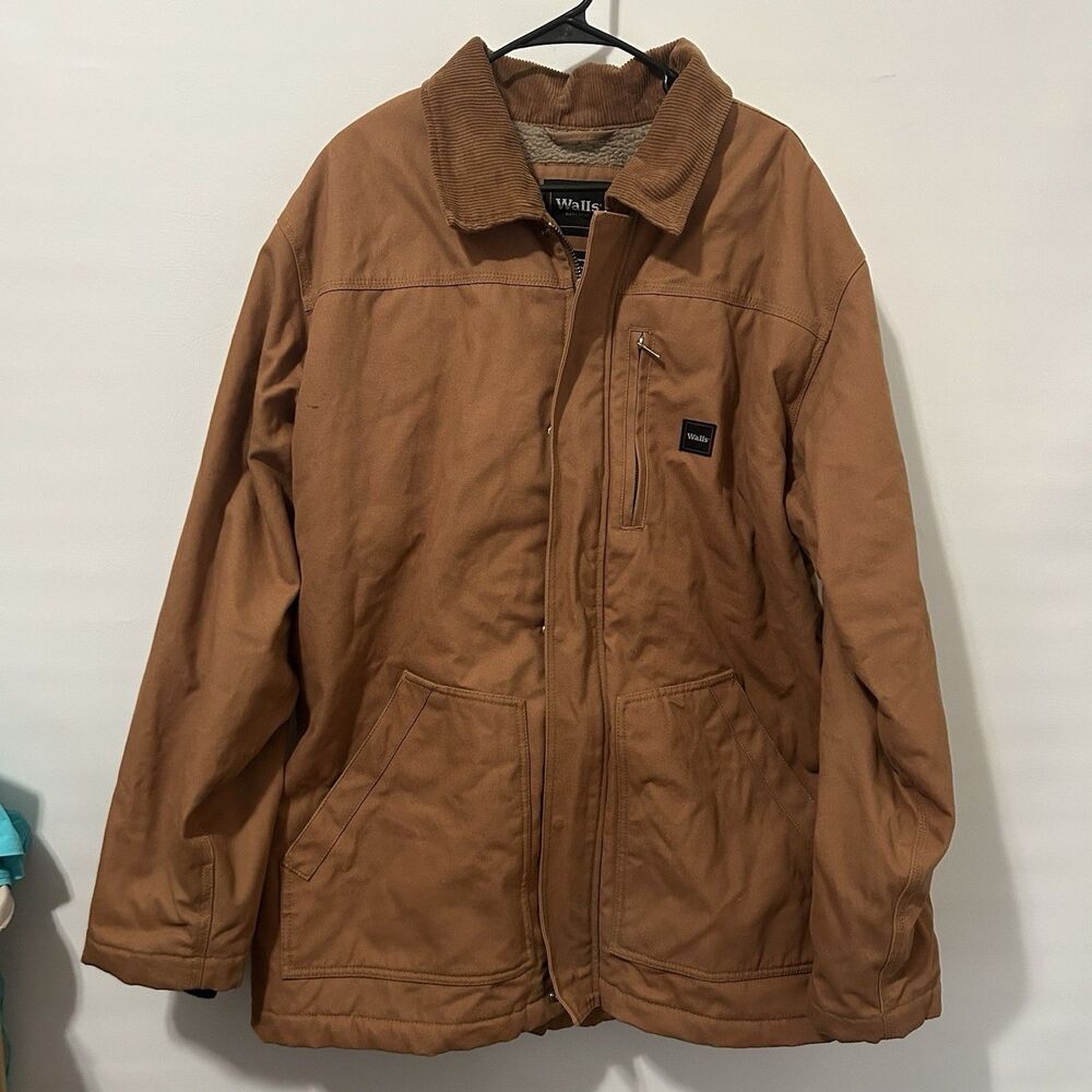 Walls Chore Coat Mens 2XL Brown Canvas Corduroy Collar Lined Work Barn Jacket